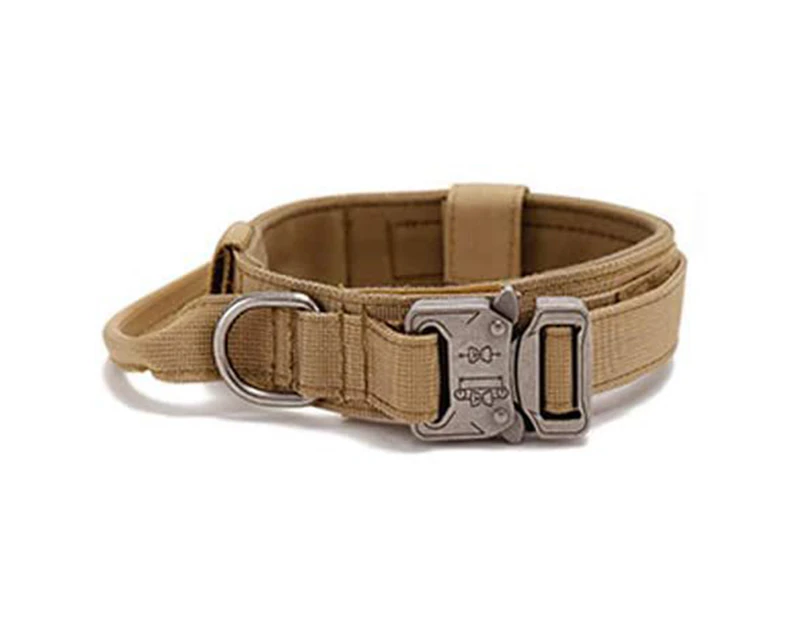 Adjustable Dog Collar Comfortable Breathable Pet Dog Collar with Metal Buckle And D Ring for Training Medium Large Dogs Khaki,M