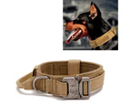 Adjustable Dog Collar Comfortable Breathable Pet Dog Collar with Metal Buckle And D Ring for Training Medium Large Dogs Khaki,M