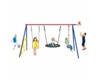 Outdoor Kids Swing Set Toys 5in1 Playset Basketball Hoop Football Goal Gate Climb Tree Saucer Child Backyard Playground Activity Centre Equipment