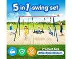 Outdoor Kids Swing Set Toys 5in1 Playset Basketball Hoop Football Goal Gate Climb Tree Saucer Child Backyard Playground Activity Centre Equipment