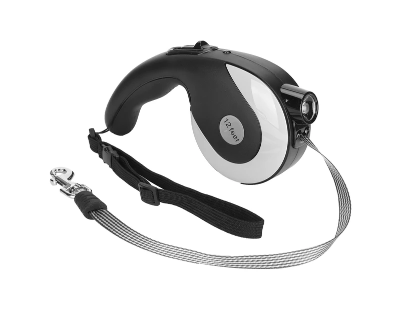 Retractable Dog Leash Pet Walking Leash with AntiSlip Handle LED Light and Metal Hook(Black Gray )