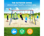 Kids Swing Set Seesaw Basketball Hoop Football Soccer Goal Tent Ladder Trapeze Bar Climbing Saucer 6in1 Child Outdoor Playground Activity Centre