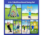 Kids Swing Set Seesaw Basketball Hoop Football Soccer Goal Tent Ladder Trapeze Bar Climbing Saucer 6in1 Child Outdoor Playground Activity Centre