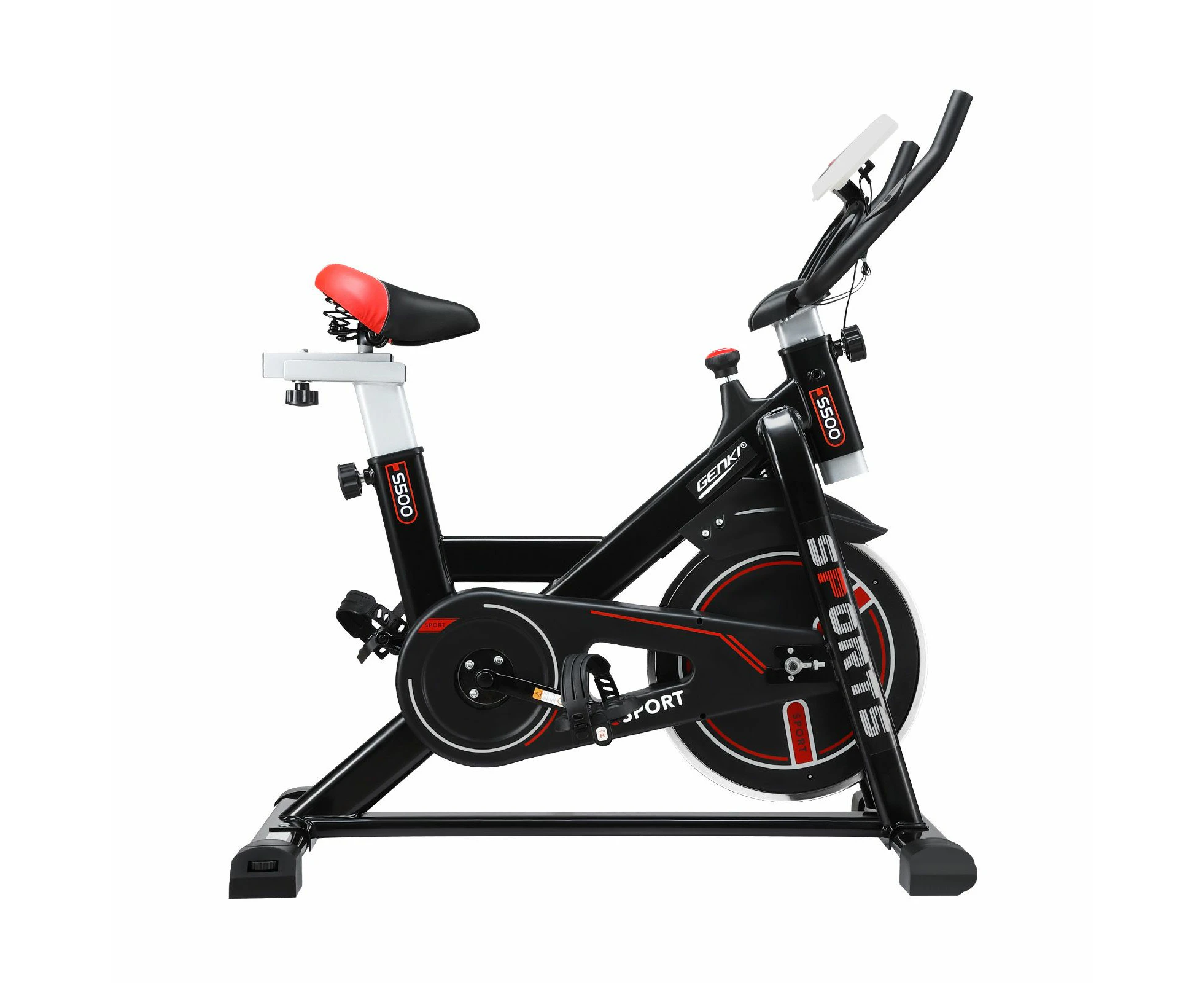 Genki Exercise Bike Stationary Spin Bicycle Indoor Cycling Trainer Home Gym Workout Pedal Training Exerciser Machine Adjustable Resistance LCD Monitor