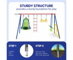 Kids Swing Set Seesaw Basketball Hoop Football Soccer Goal Tent Ladder Trapeze Bar Climbing Saucer 6in1 Child Outdoor Playground Activity Centre