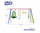 Kids Swing Set Seesaw Basketball Hoop Football Soccer Goal Tent Ladder Trapeze Bar Climbing Saucer 6in1 Child Outdoor Playground Activity Centre