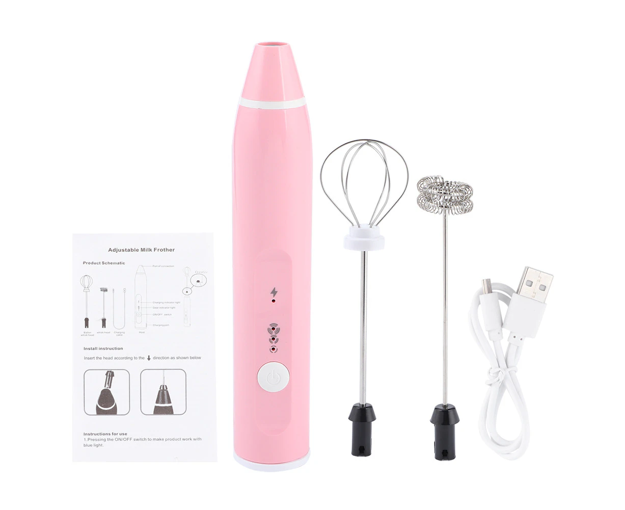 UFAPP Rechargeable Milk Frother Electric Coffee Mixer Handheld Egg Beater Household Kitchen ToolsPink