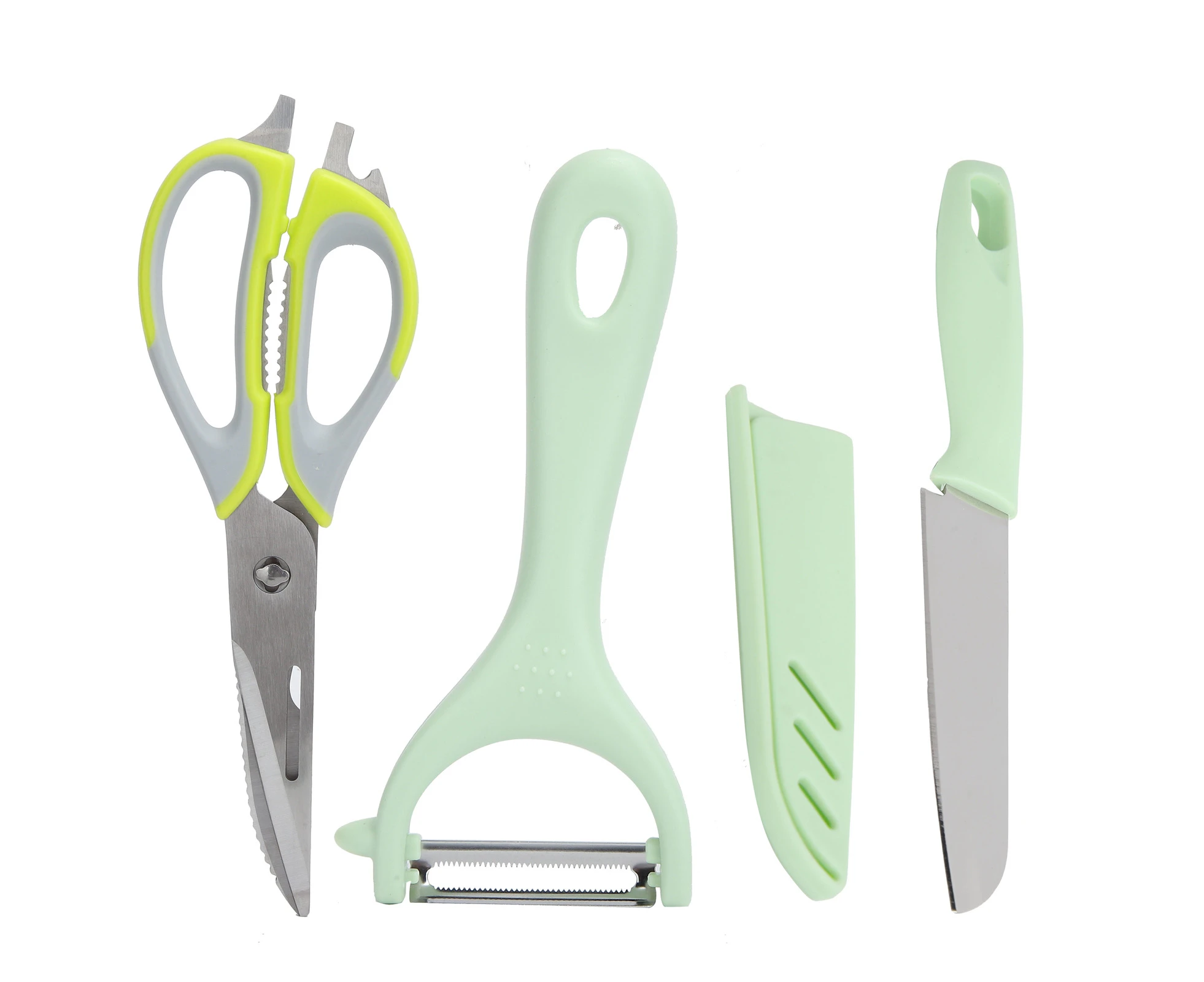 UAFAP Multifunctional Scissors Set Stainless Steel Potato Carrot Fruit Knife Peeler Kitchen GadgetGreen