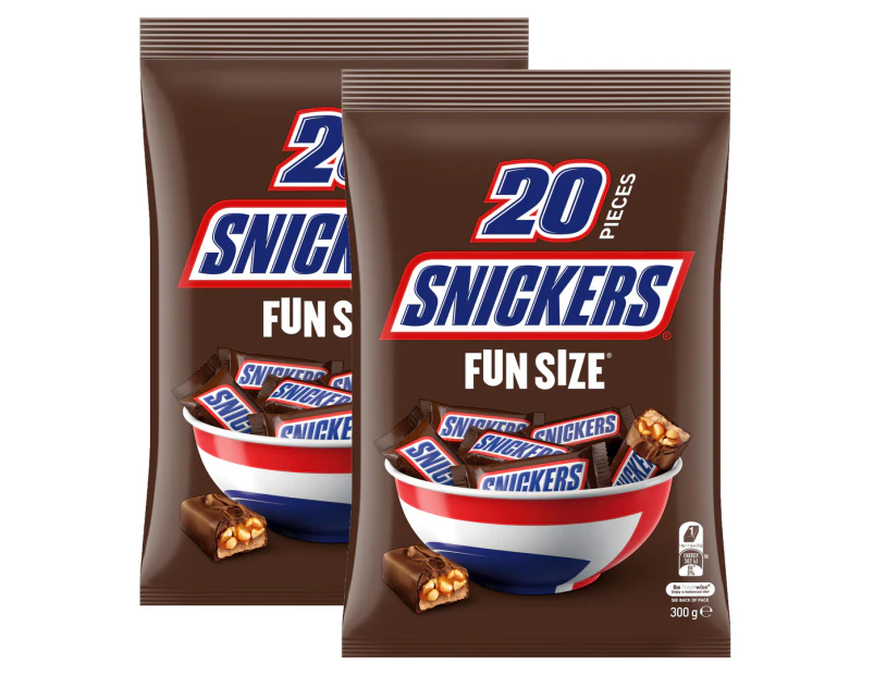 2 x 20pk Snickers Fun Size Share Bag 300g