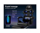 ALFORDSON Gaming Chair Office Massage Computer PU Leather Black