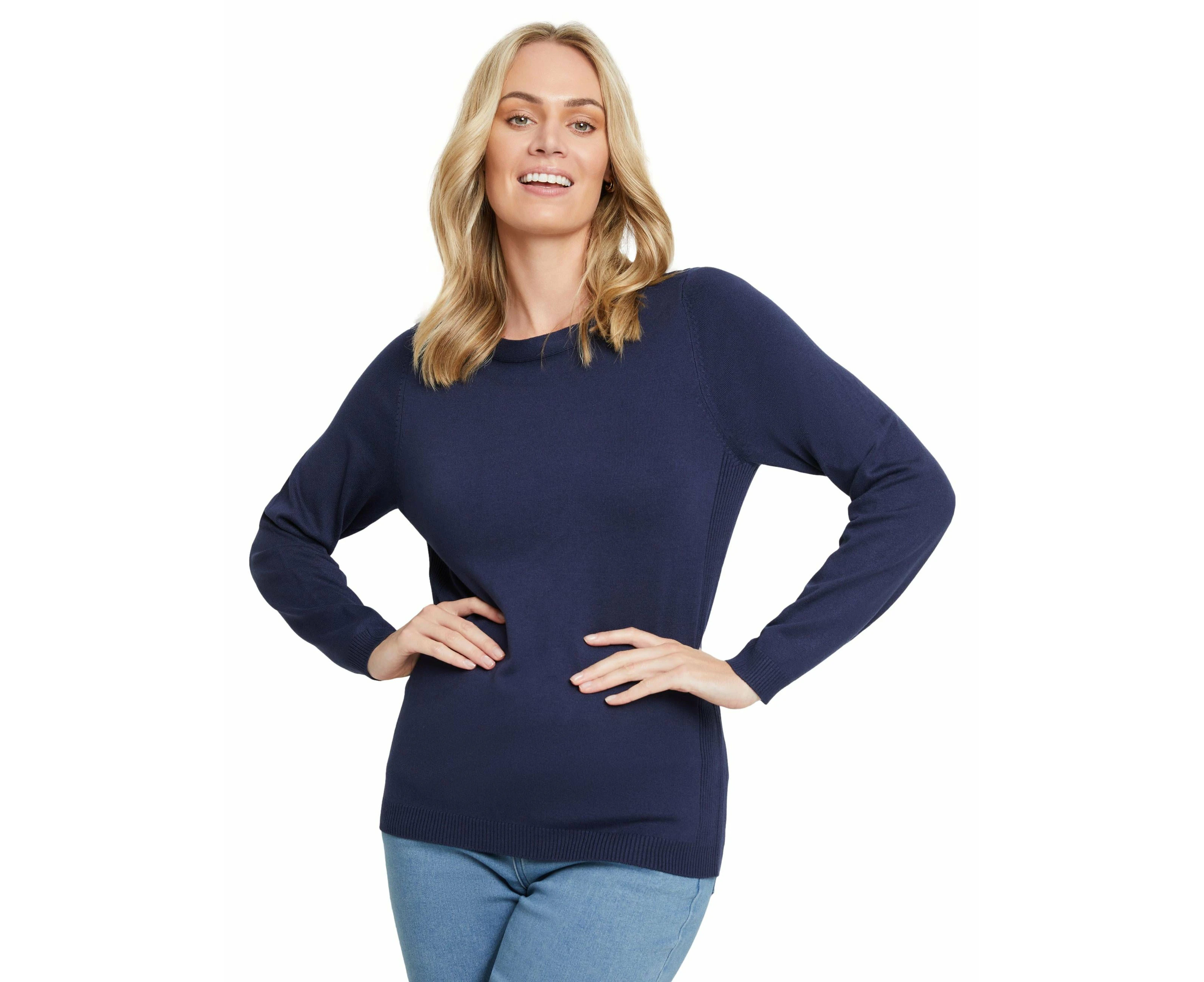 rivers - Womens - Jumper - Winter - Blue - Pullover / Sweater - Long Sleeve - Striped Navy - Length Long - Casual Fashion - Office Wear - Work Clothes