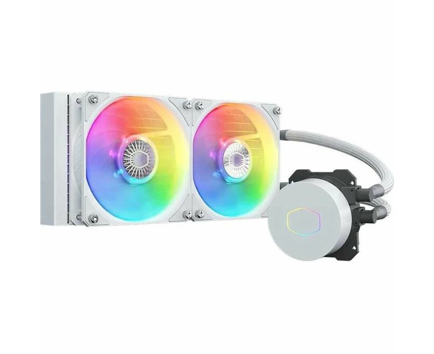 Cooler Master MasterLiquid ML240 Illusion White Edition CPU Liquid Cooler - AIO Water Cooling System, 2 x 120mm ARGB Halo Fans, 240mm Radiator, ARGB Contro