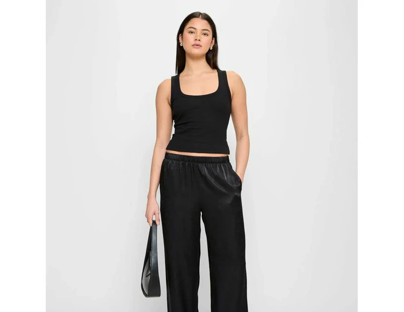 Satin Elastic Waist Pants - Lily Loves