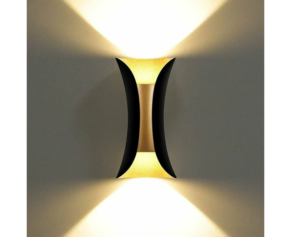 10w Creative Modern Wall Lights Led Wall Lamp Waterproof Ip65 Aluminum Led Wall Washers Indoor Outdoor,3000k,Black + Gold