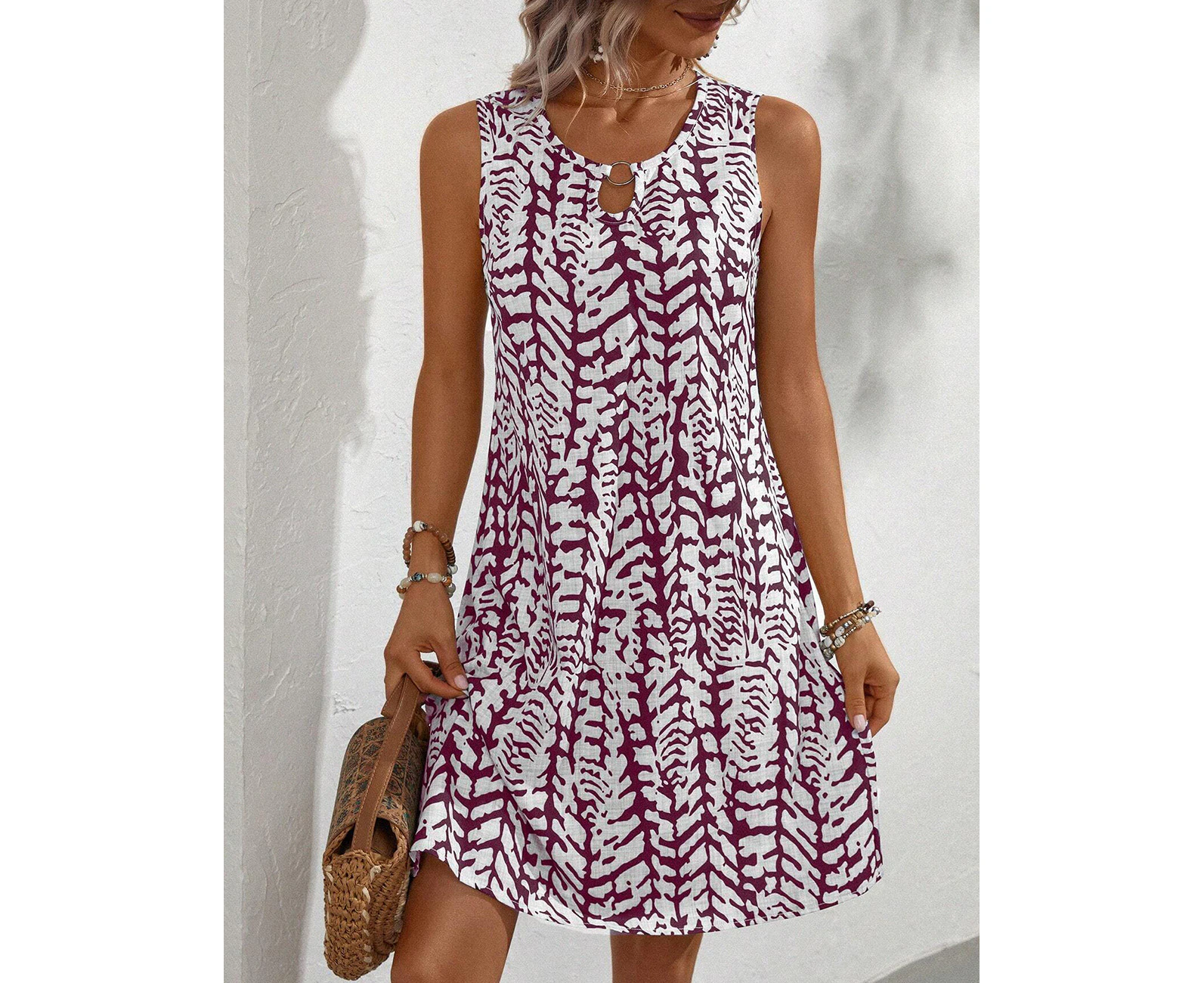 Tessa Keyhole scoop Neck Sleeveless Mini Dress