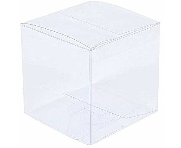 10 Pack of 6cm Clear PVC Plastic Folding Packaging Small rectangle/square Boxes for Wedding Jewelry Gift Party Favor Model Candy Chocolate Soap Box