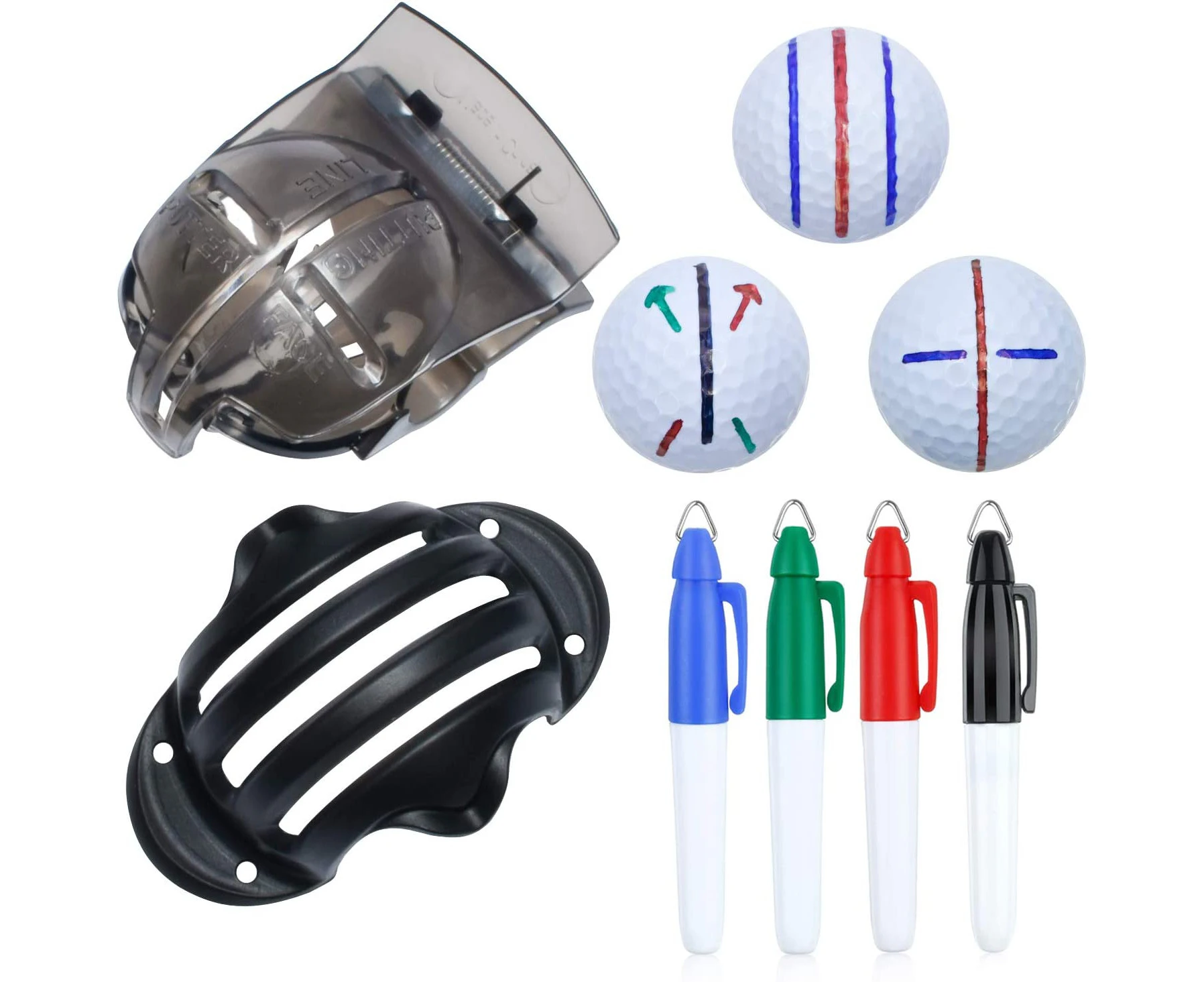 6 Pack Golf Ball Line Drawing Marker Golf Ball Liner Golf Ball Marking Tool Kit - Golf Paddles