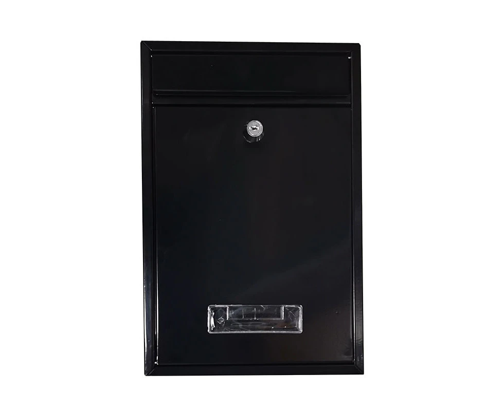 Wall Mounted Locking Mailboxes Key Lock Metal Mail Box-Black