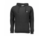 Sergio Tacchini Elegant Black Hooded Sweatshirt with Logo Embroidery - M