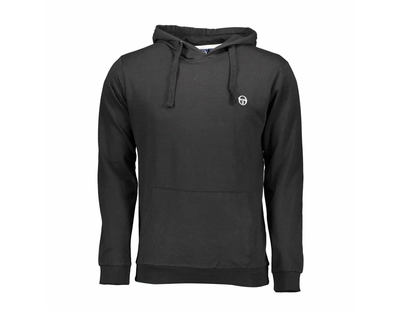 Sergio Tacchini Elegant Black Hooded Sweatshirt with Logo Embroidery - M