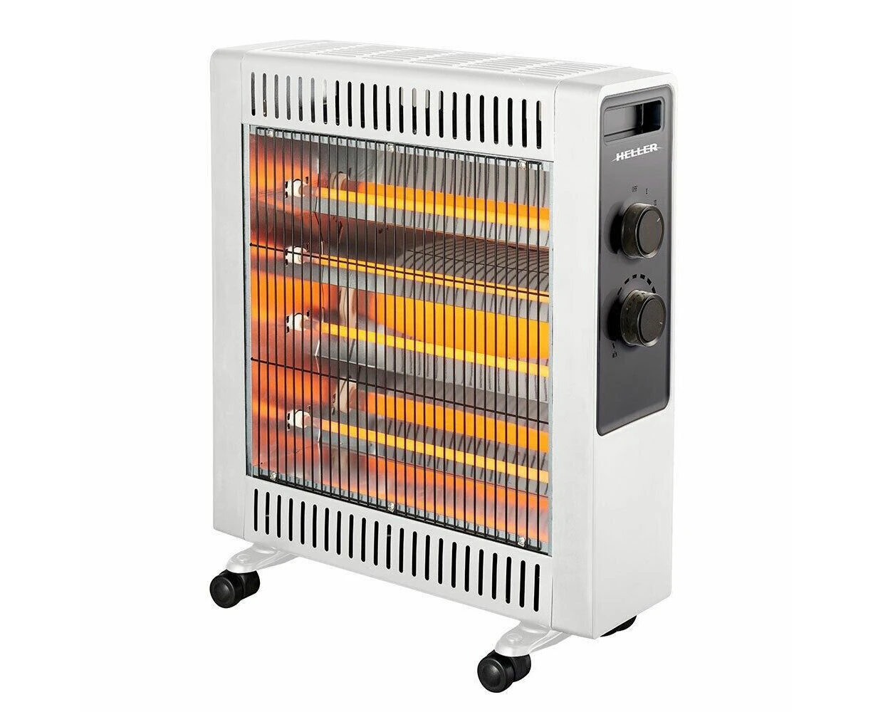 Heller 2200W Electric White Quartz Radiant Heater Floor 2 Heating Setting