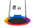 100cm Kids Outdoor Round Swing Saucer Tree Swing Seat Hammock Chair w/Pillow 150kg Bearing Capacity