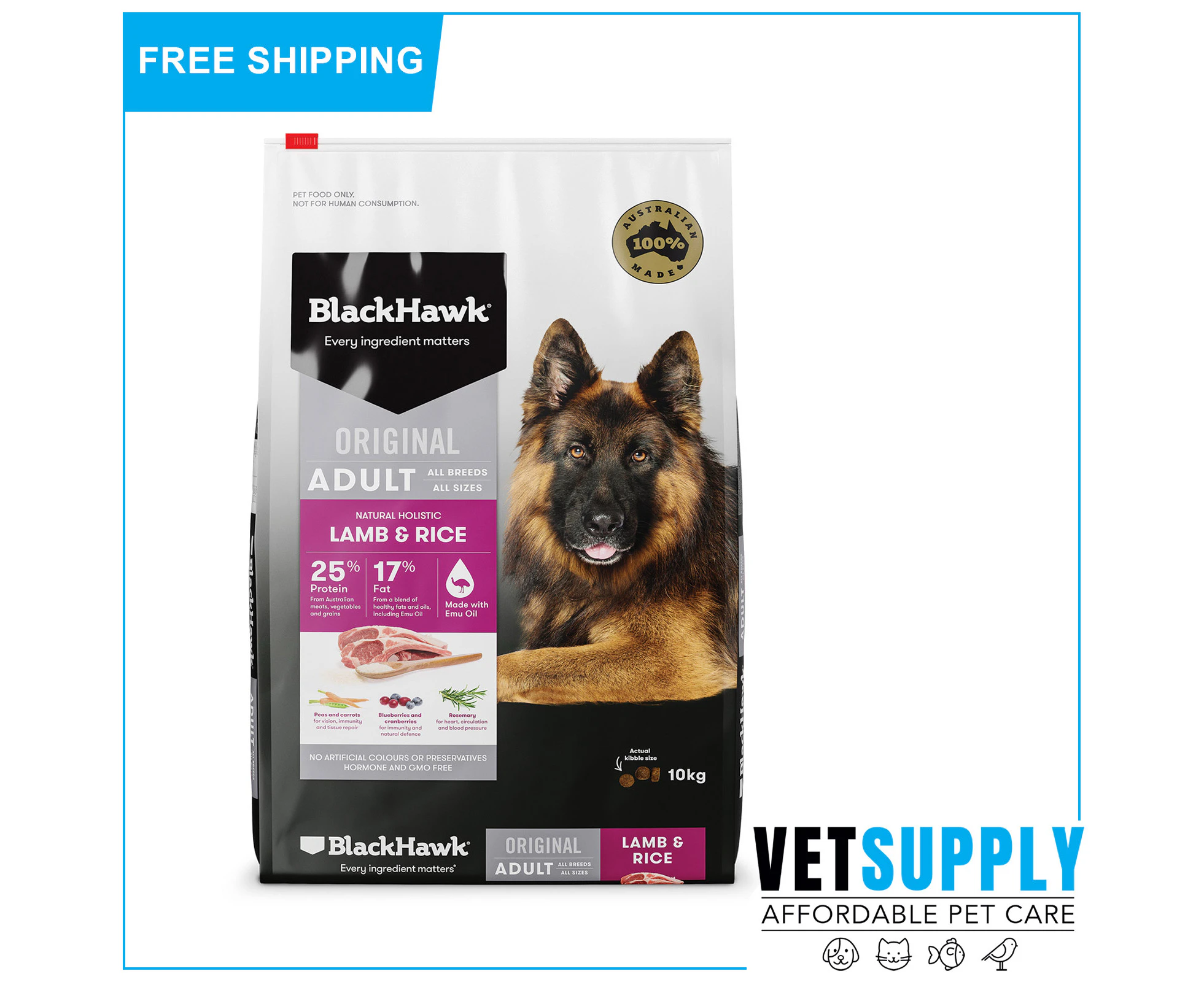 Black Hawk Lamb And Rice Adult Dog Dry Food 10 Kg