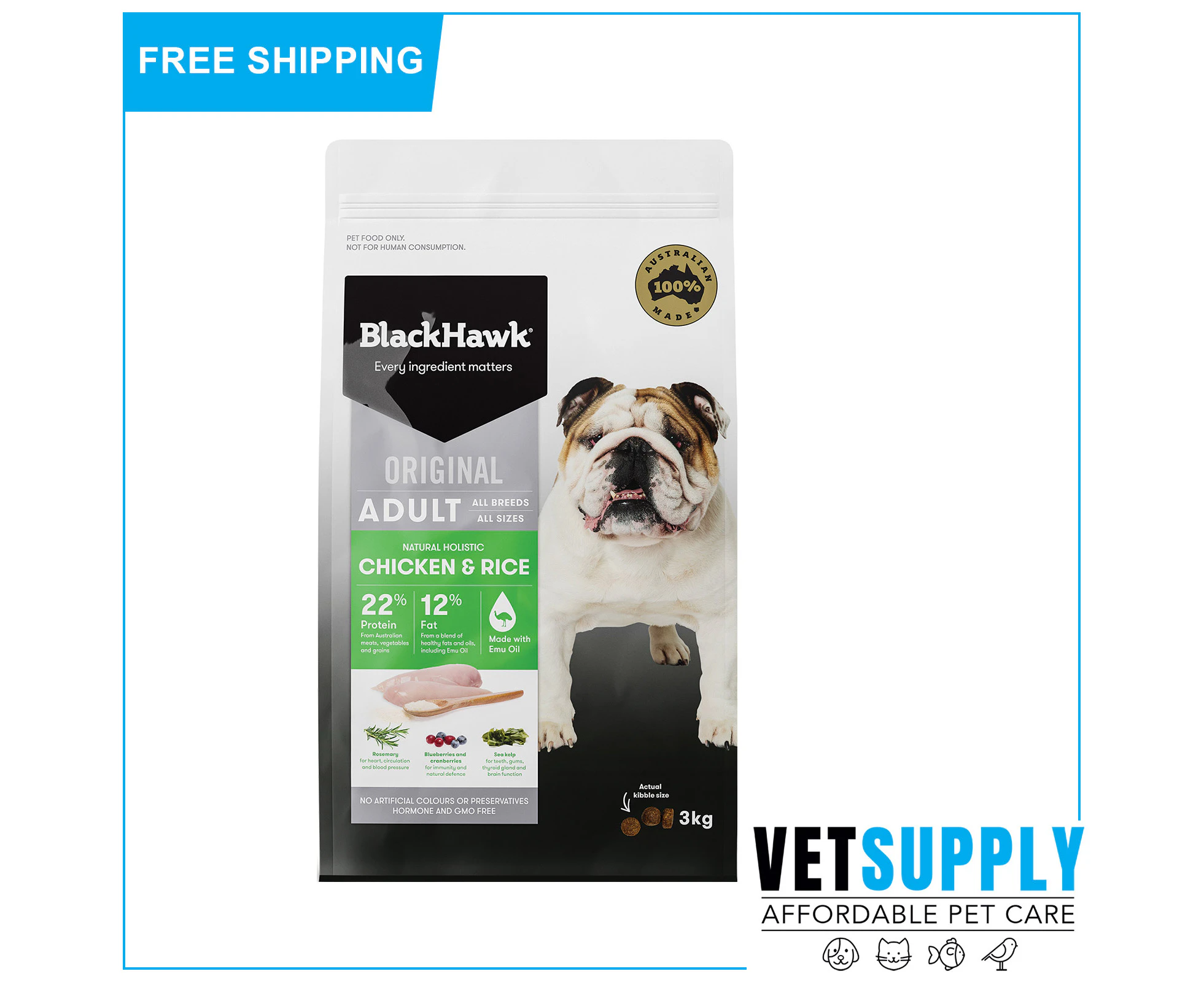 BlackHawk Chicken And Rice Adult Dog Dry Food 3 Kg