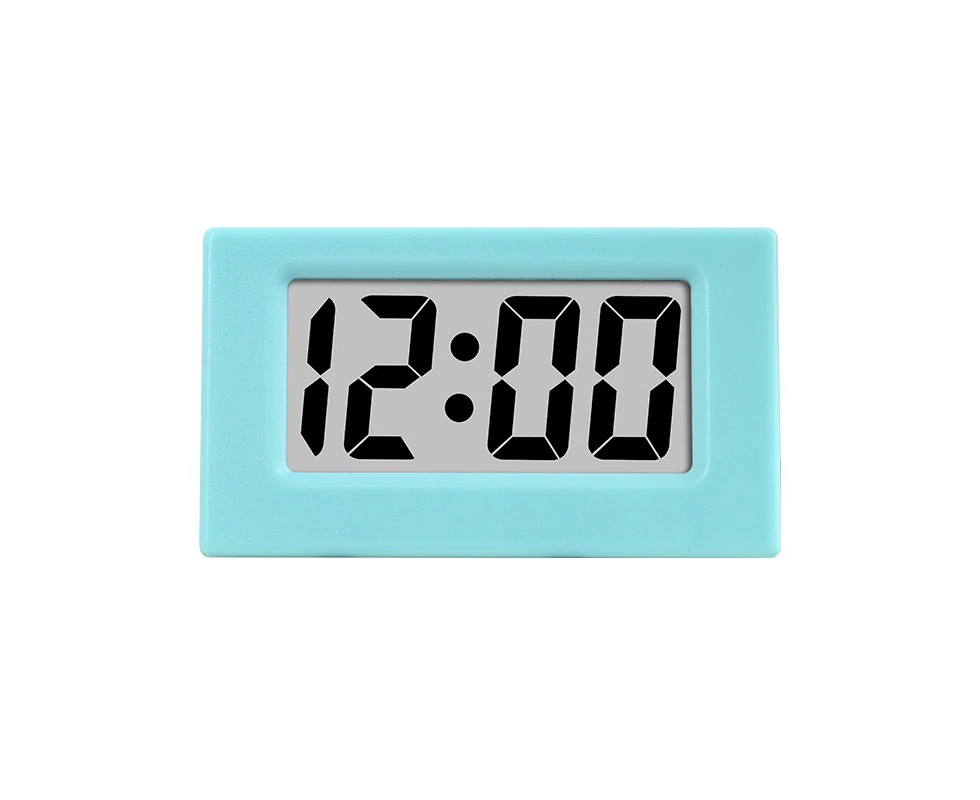 LR1130 Battery Powered Mini Desk Clock Date 12-Hour Time Display Portable Electronic Table LCD Clock for Travel Car Bedroom Green