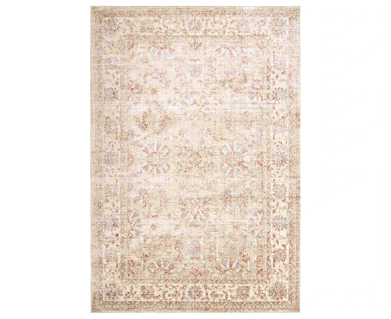 Valerie Traditional Soft Coral Floral Oriental Floor Rug - 2 Sizes