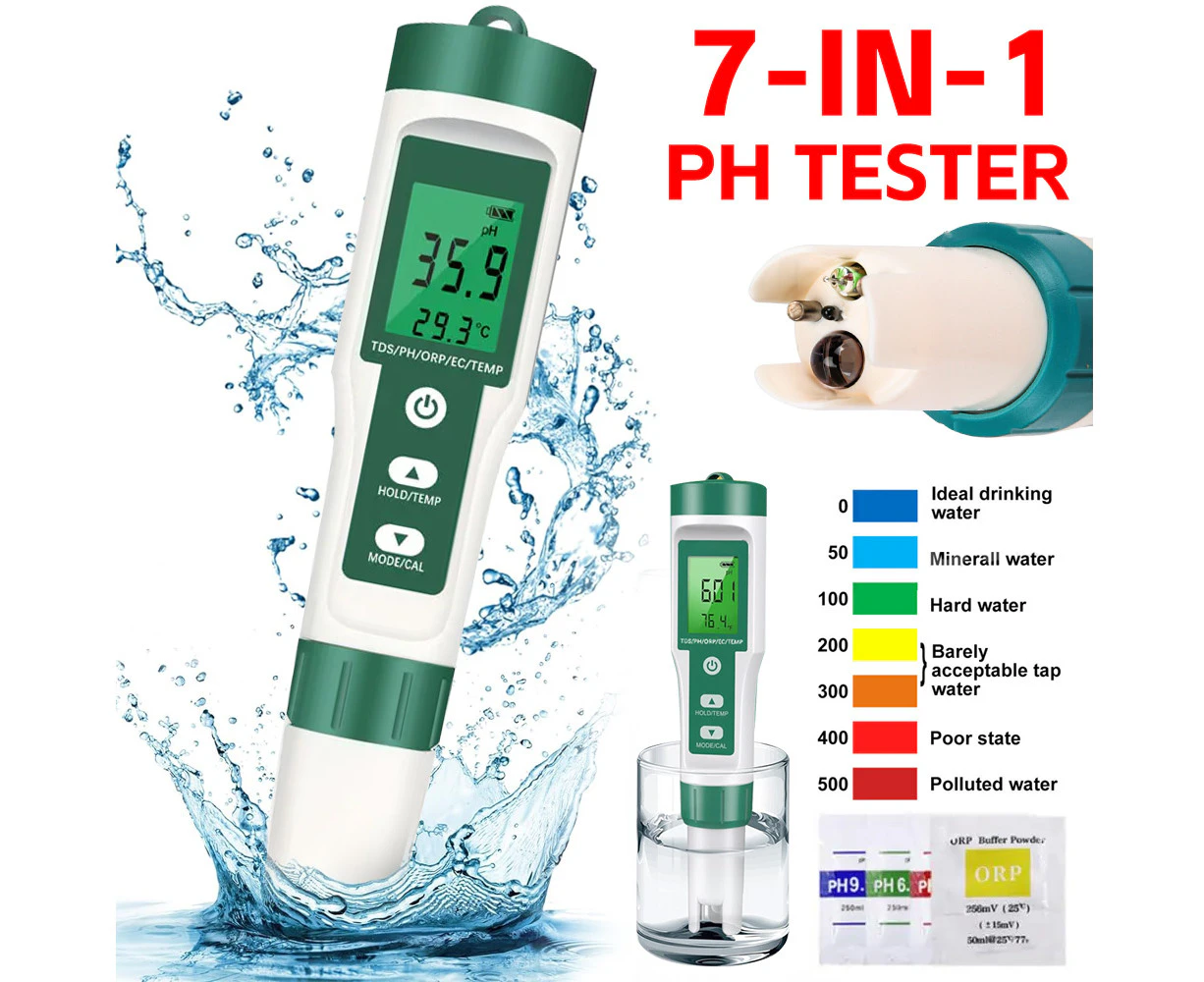 7 in 1 PH Meter TDS EC Salinity Temperature Digital Water Quality Monitor Tester S.G/ORP/Temp