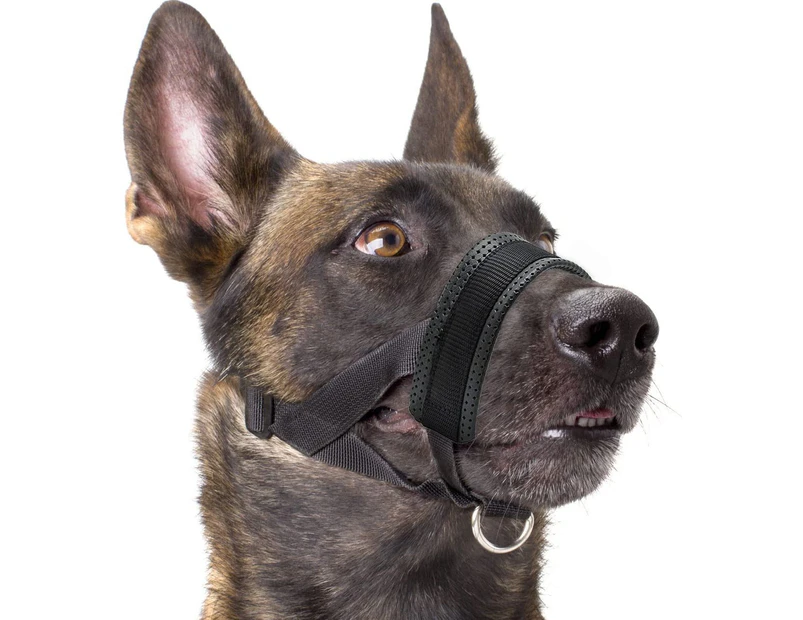 Dog Muzzle Nylon Soft Padding, Adjustable Loop, Black