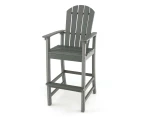 Costway 1.33M Outdoor Bar Stool Tall Adirondack Chair w/Footrest Counter Height Bistro Patio Table Stool Grey