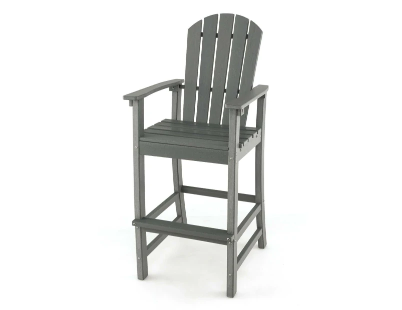 Costway 1.33M Outdoor Bar Stool Tall Adirondack Chair w/Footrest Counter Height Bistro Patio Table Stool Grey