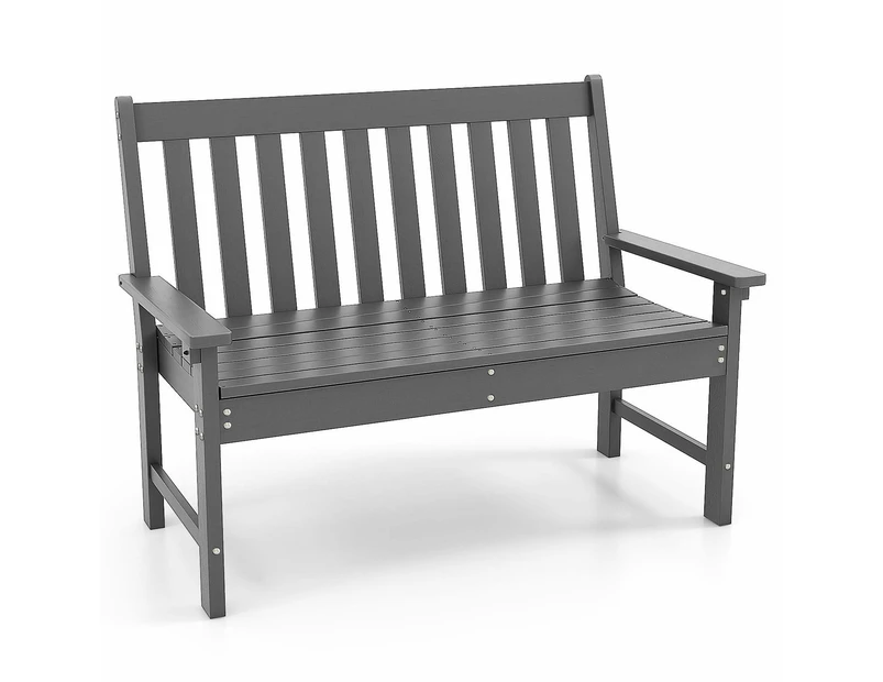 Costway Garden Bench Outdoor Slatted Bench Chair w/Texture Long Lasting Patio Furniture Balcony Backyard Grey