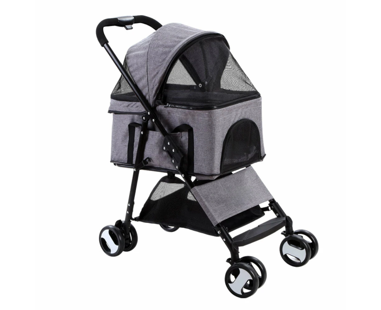 Pet Stroller Dog Carrier Foldable Pram 3 in 1 - Grey