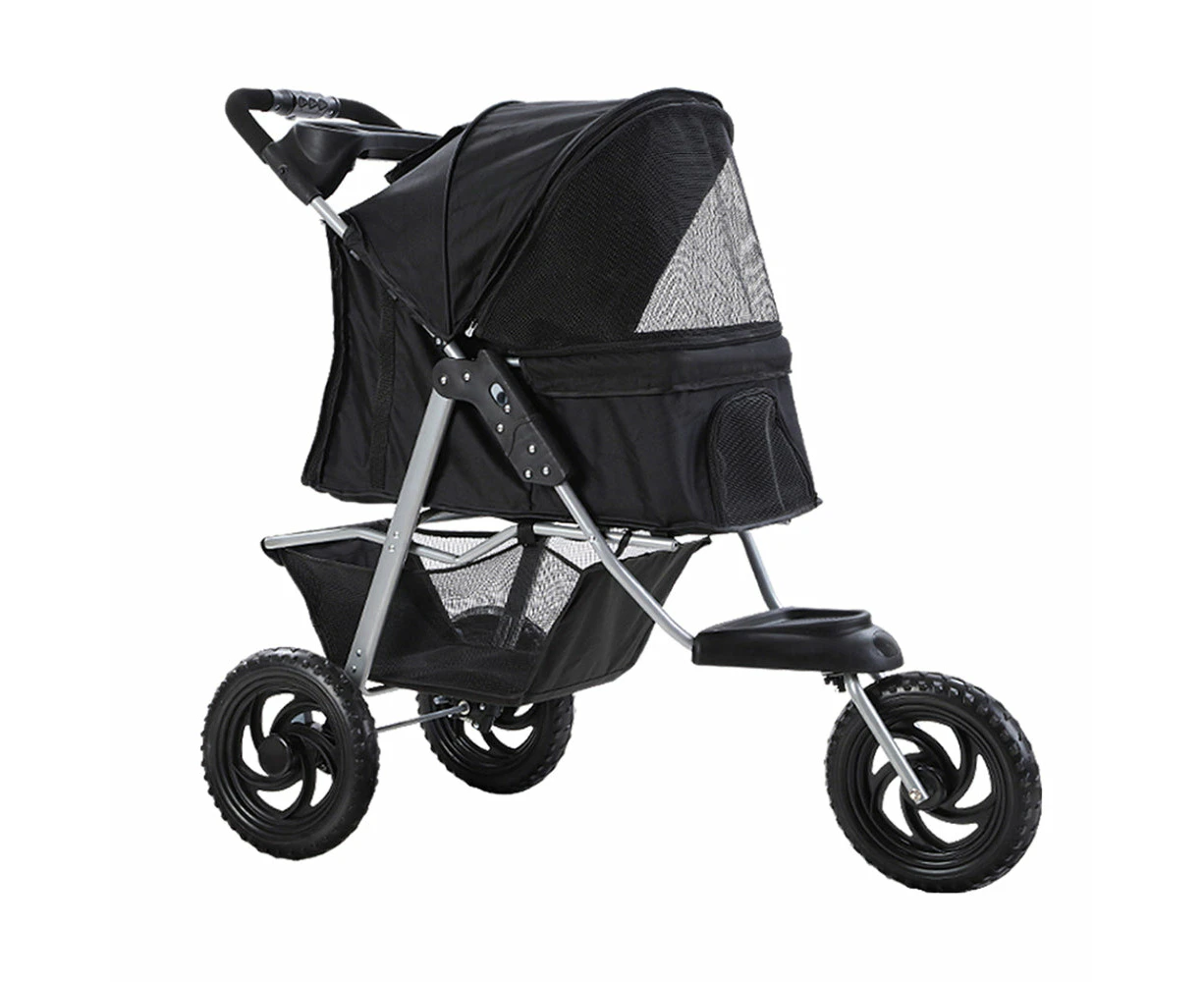 Pet Stroller Dog Carrier Foldable Pram Large - Black