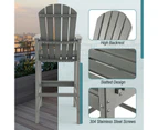 Costway 1.33M Outdoor Bar Stool Tall Adirondack Chair w/Footrest Counter Height Bistro Patio Table Stool Grey