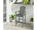 Costway 1.33M Outdoor Bar Stool Tall Adirondack Chair w/Footrest Counter Height Bistro Patio Table Stool Grey