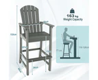 Costway 1.33M Outdoor Bar Stool Tall Adirondack Chair w/Footrest Counter Height Bistro Patio Table Stool Grey