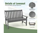 Costway Garden Bench Outdoor Slatted Bench Chair w/Texture Long Lasting Patio Furniture Balcony Backyard Grey