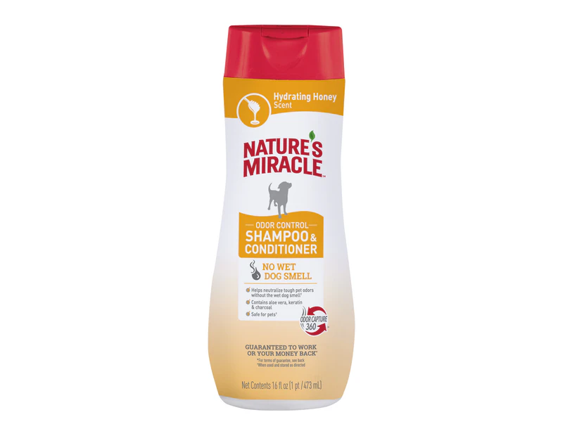 Natures Miracle Dog Odor Control Shampoo & Conditioner Hydrating Honey 473ml