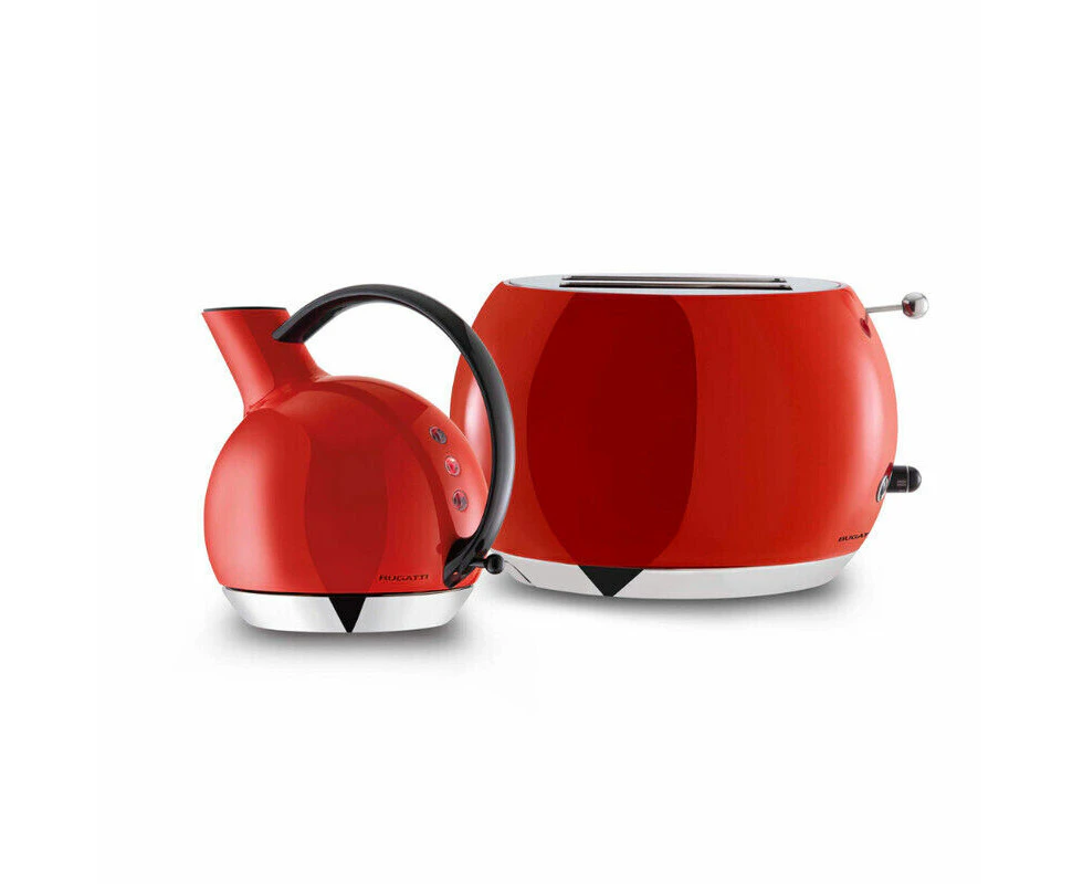 Bugatti Italy Romeo Toaster and Giulietta Kettle Set - Red