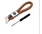 Car Key Chain Pu Leather Brown Keyring Automobile Keychain Woven for Mercedes Benz