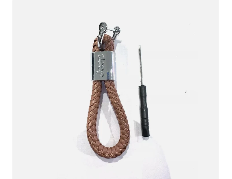 Jeep Car Woven Car Logo Key Holder Pu Leather Keyring Automobile Keychain Pu Leather