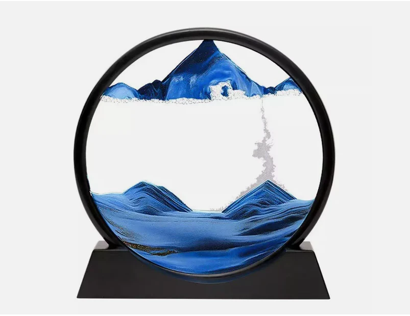 3D Living Room Ornament Glass Quicksand Art Ornaments Sand Painting Hourglass - Black