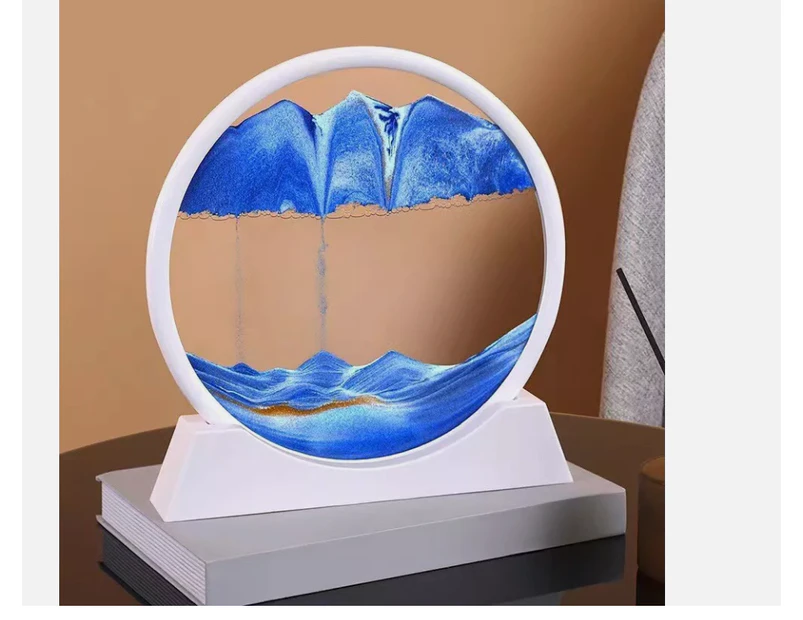 3D Living Room Ornament Glass Quicksand Art Ornaments Sand Painting Hourglass - White