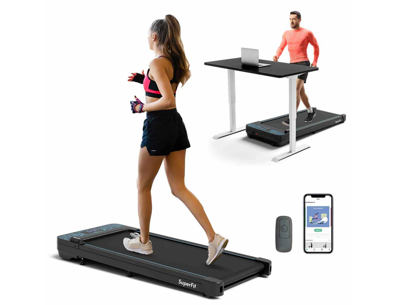 Costway 140kg Capacity Under Desk Treadmill Walking Pad Remote & APP Control LED Walking Machine