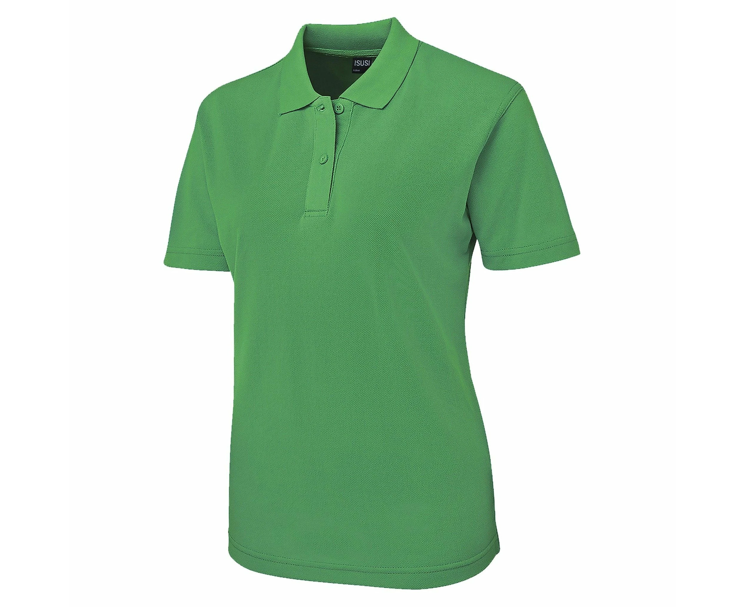 Cotton Blend Polo Shirts Plain Solid Colour Golf Shirt Short Sleeve Pique Classic Fit - Kelly Green