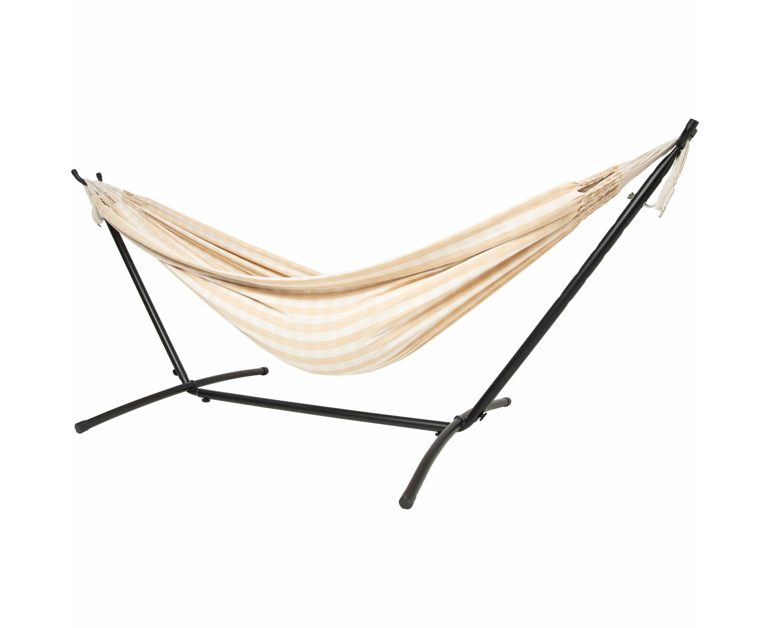 10ft Black Universal Steel Hammock Stand &  Authentic Double Vichy Hammock in Sand